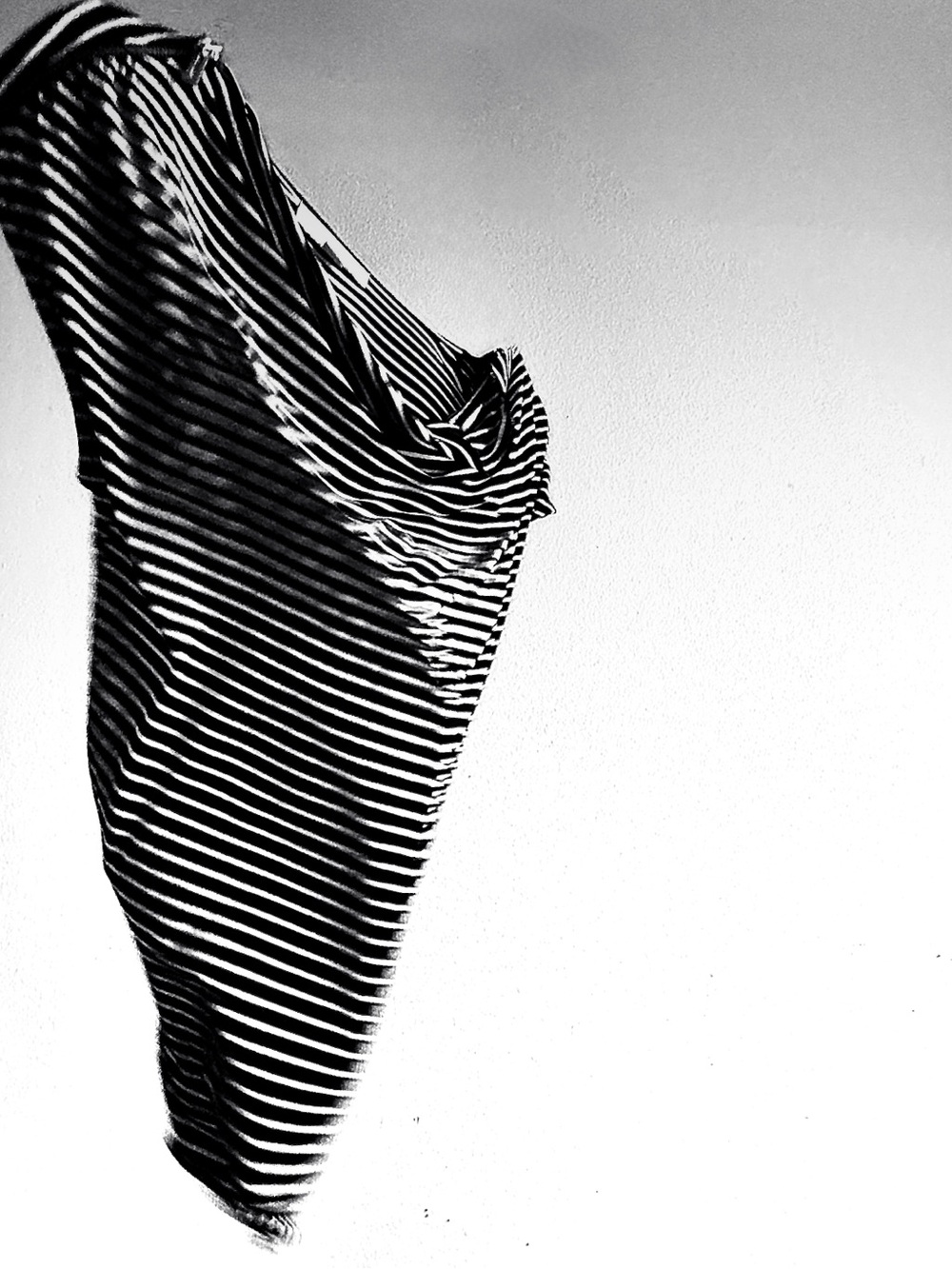 Michael Kors Black & White Striped Asymmetrical, Double Zippered Knit Top